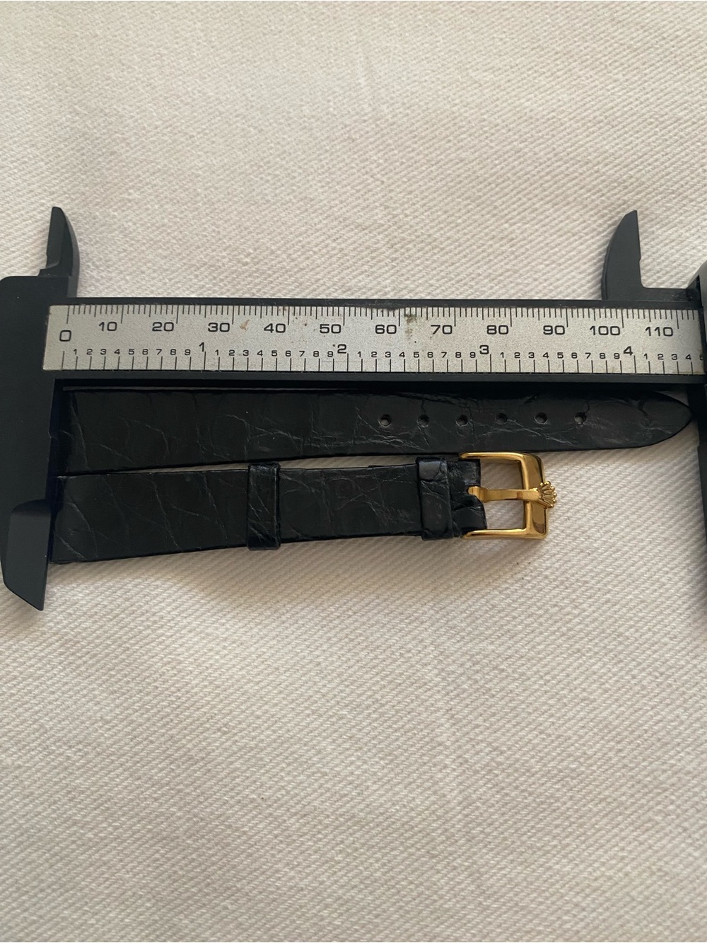 Vintage Rolex Black Crocodile Leather Watch Strap with Gold Buckle 16mm - Picture 7 of 7
